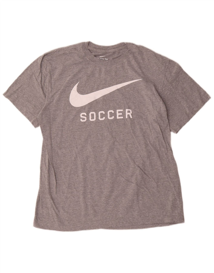 Męski T-shirt z grafiką Nike, duży, szary, bawełniany