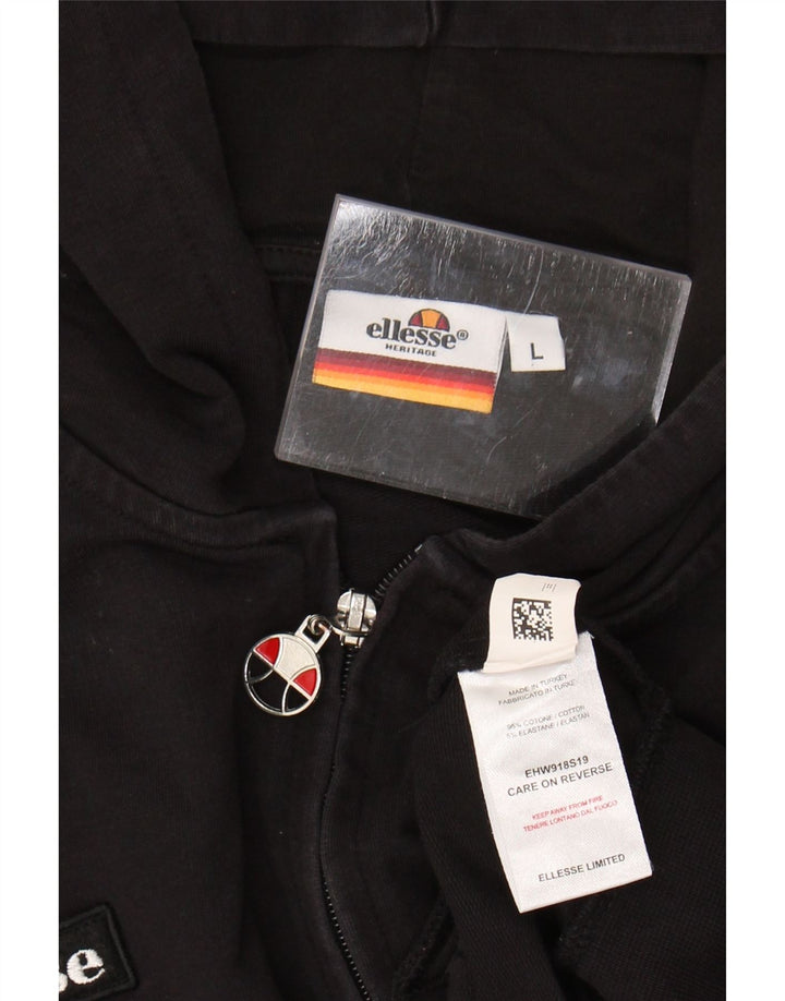 Damski sweter z kapturem i zamkiem błyskawicznym Ellesse UK 14, duży, czarny, bawełniany