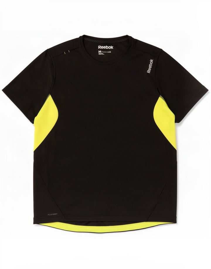 T-shirt męski Reebok Top, średni czarny, poliester z blokami kolorów