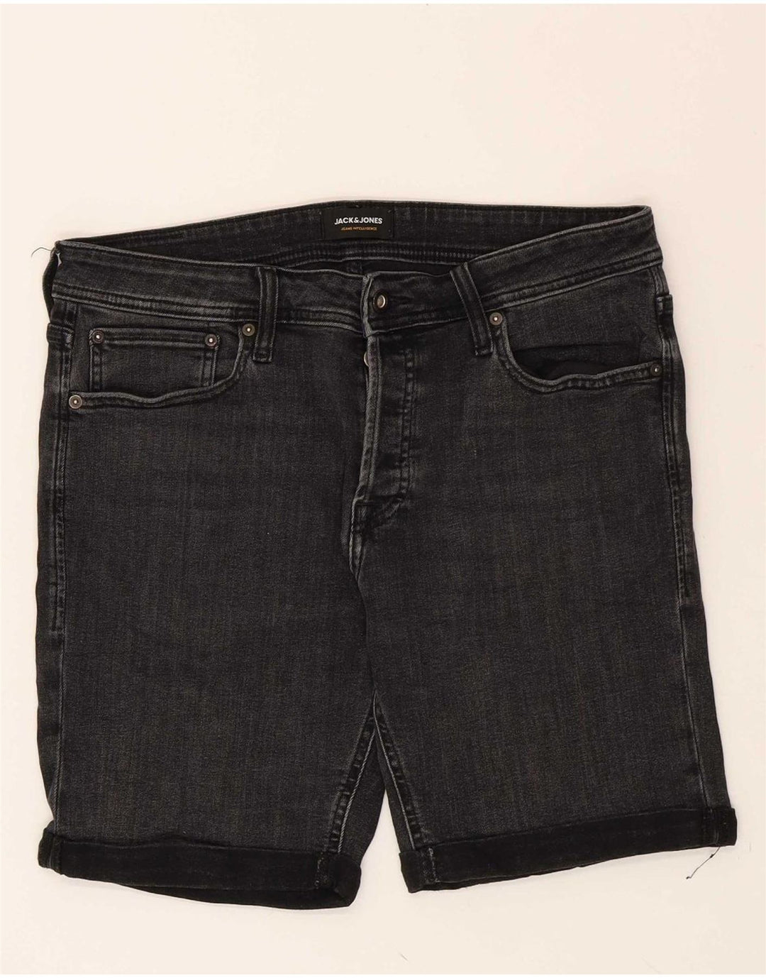 JACK & JONES Mens Denim Shorts Large W34 Black Cotton