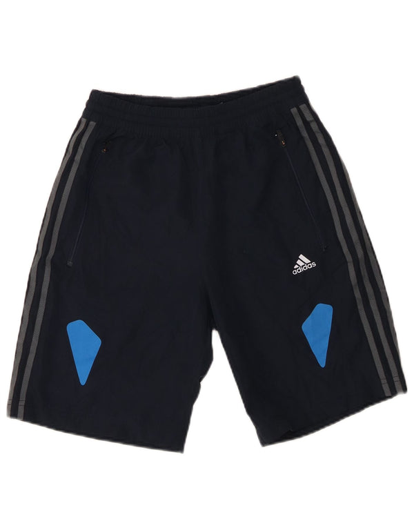 Spodenki sportowe chłopięce Adidas Climalite 11-12 lat, granatowe, z blokami kolorów
