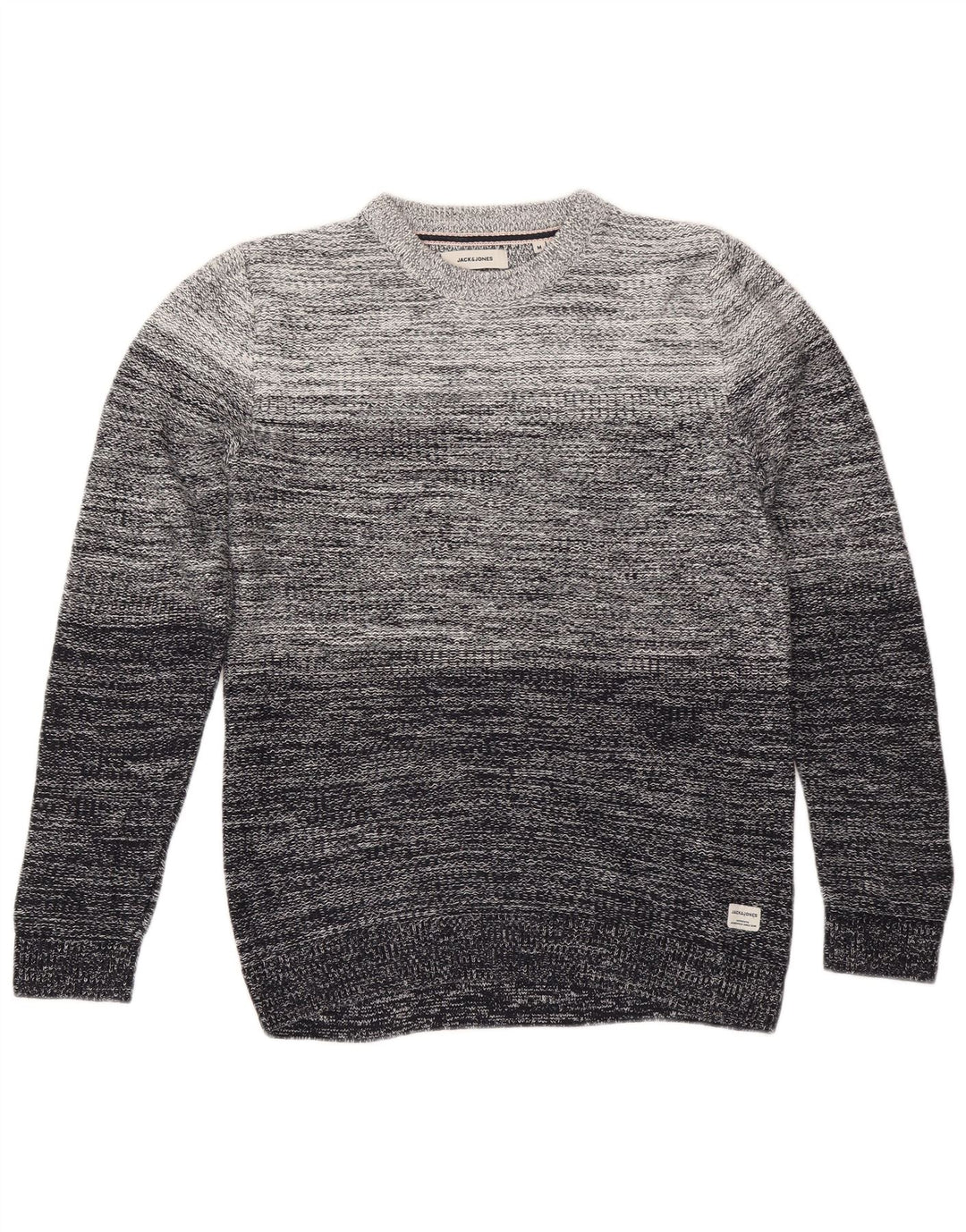 Męski sweter Jack & Jones z okrągłym dekoltem, średnioszary, bawełniany w paski