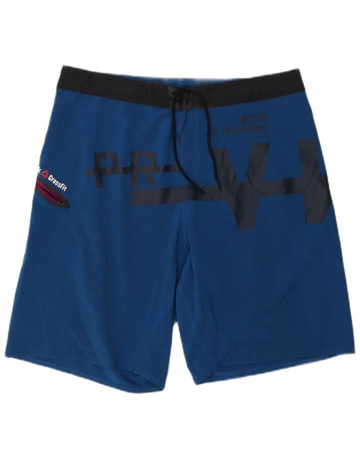 REEBOK Mens Graphic Swimming Shorts Large  Blue Polyester