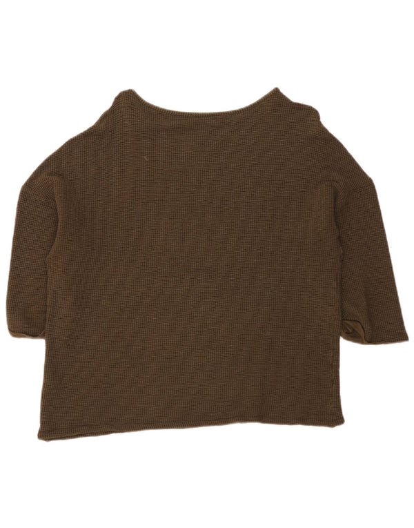 Damski top oversize Zara z rękawem 3/4, UK 14, średni khaki, wiskoza