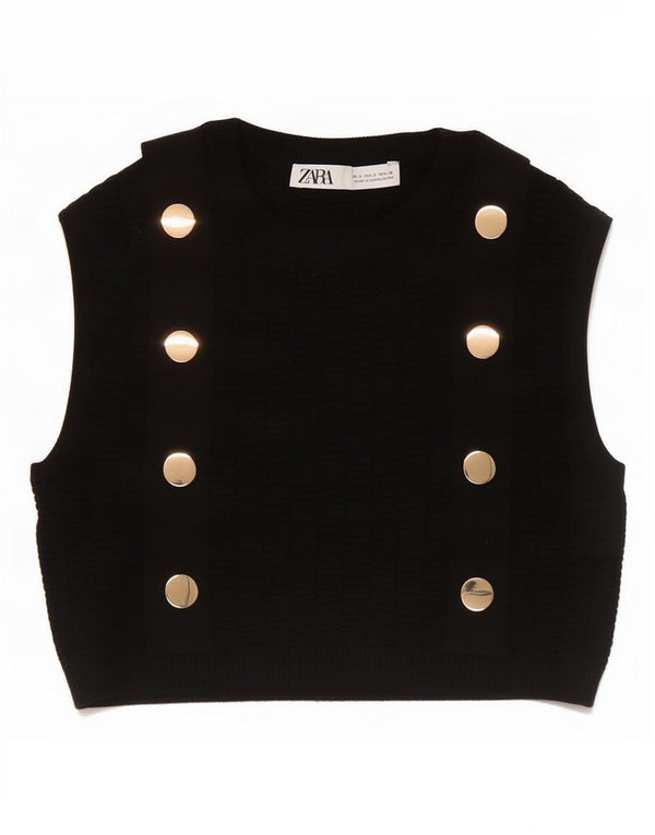 Damski podkoszulek Zara Crop Vest UK 4 XS Czarna wiskoza