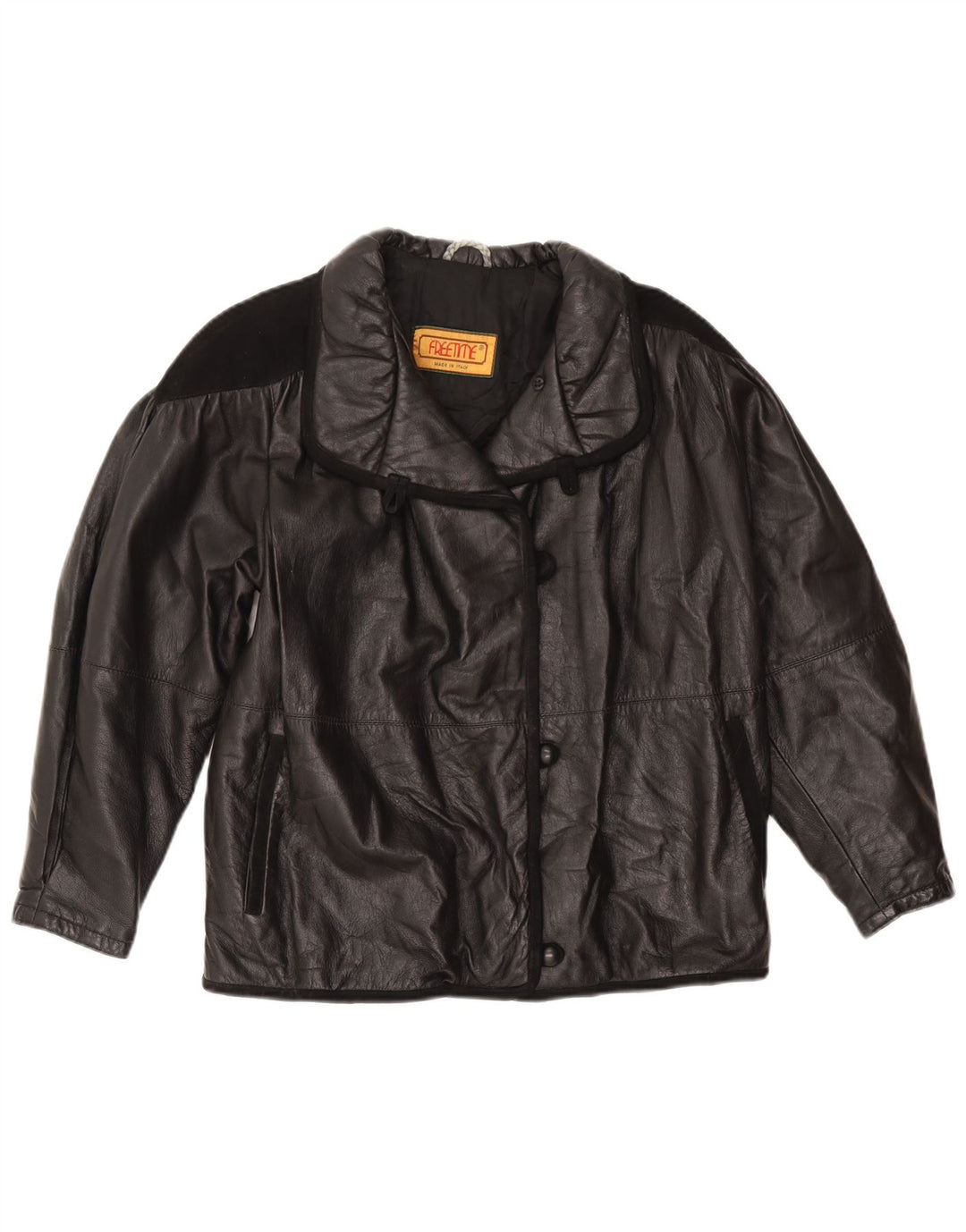 Vintage damska kurtka skórzana UK 18 XL czarna skóra