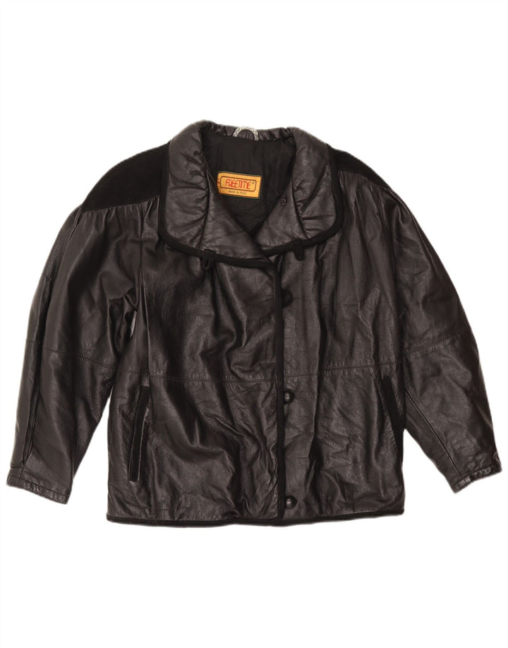 Vintage damska kurtka skórzana UK 18 XL czarna skóra