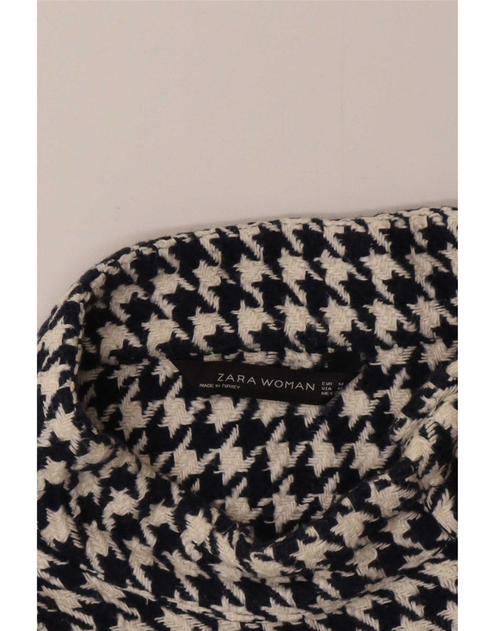 Sweter damski Zara z guzikami pod szyją UK 14, średni czarny w pepitkę
