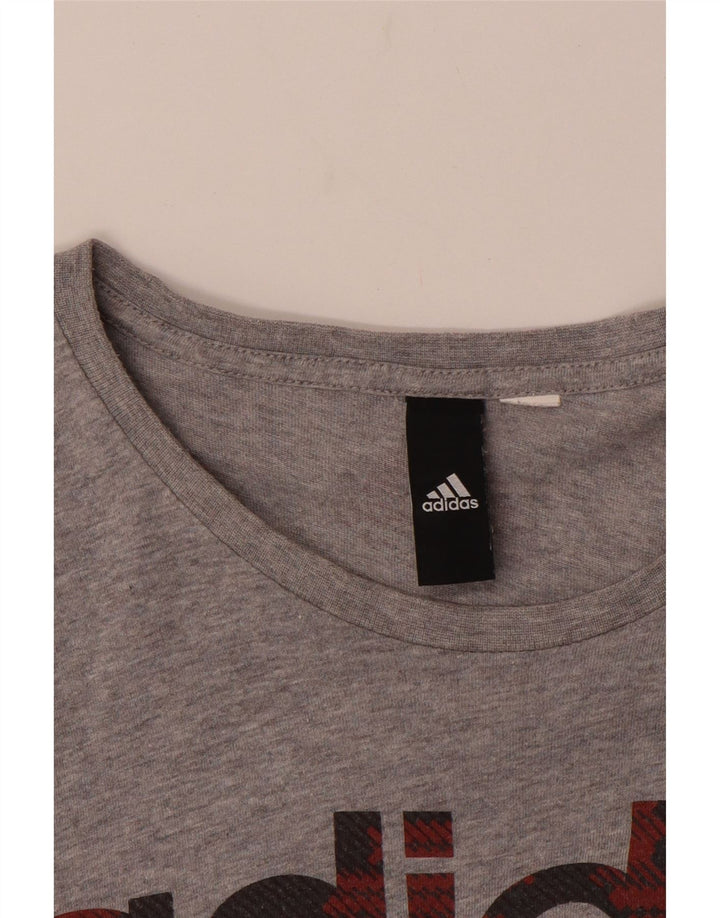 Męski T-shirt z grafiką ADIDAS, mały, szary
