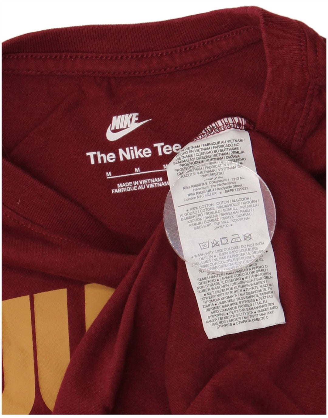 Męska koszulka z grafiką NIKE Top, średnia, bordowa bawełna