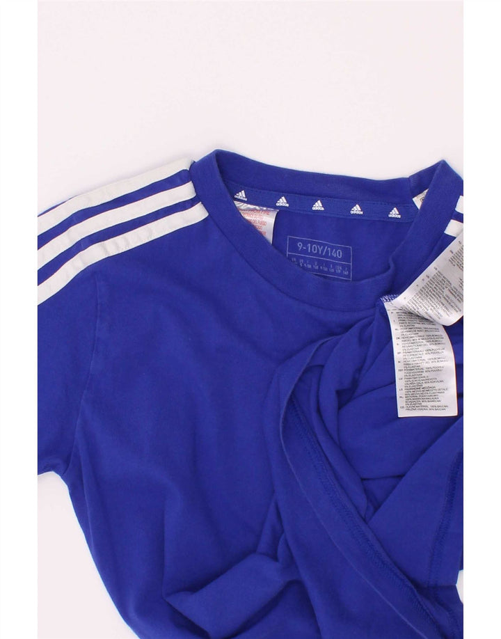 Adidas Chłopięcy T-Shirt Top 9-10 Lat Niebieski Bawełniany