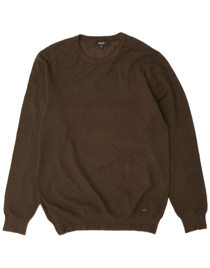 Męski sweter z okrągłym dekoltem Liu Jo, 2XL, wiskoza khaki