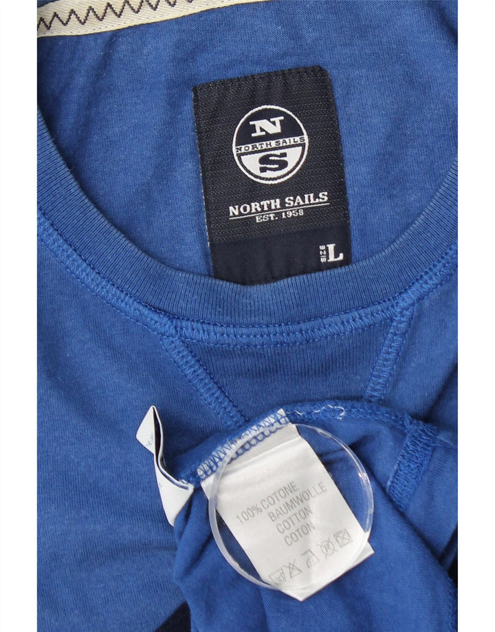 Męski top z grafiką North Sails z długim rękawem, duży, niebieski, bawełniany