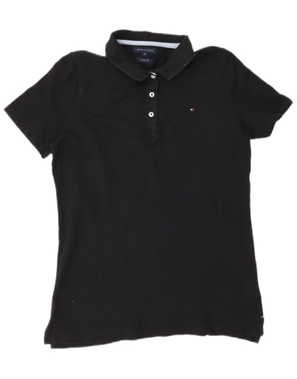 Damska koszulka polo Tommy Hilfiger o klasycznym kroju UK 12, średnia czarna bawełna