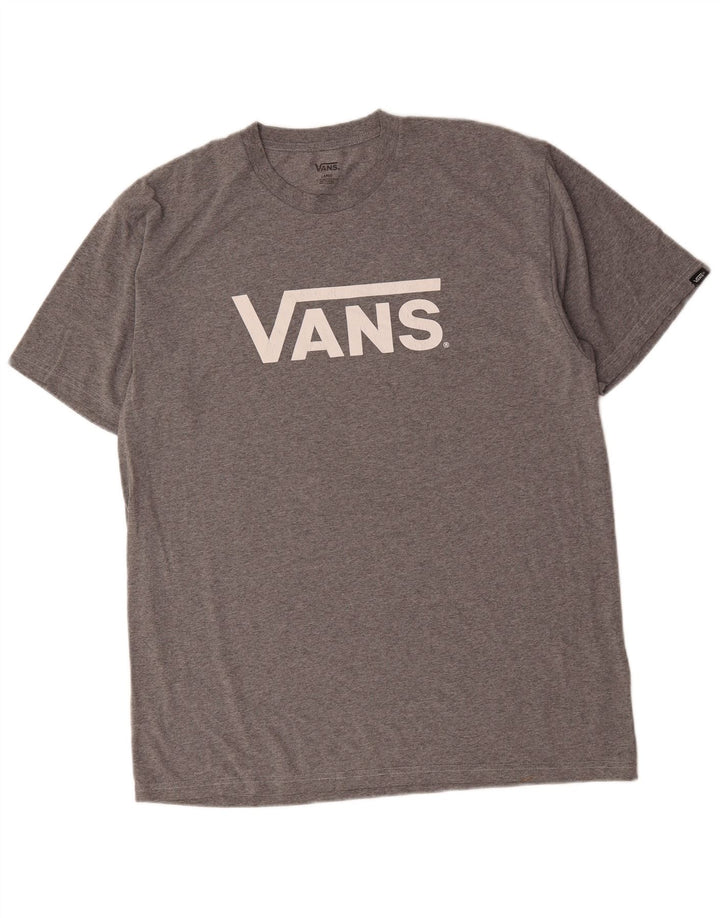 Męski T-shirt z grafiką Vans, duży, szary, bawełniany