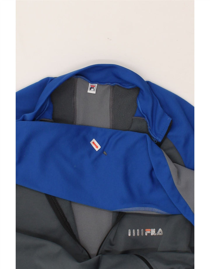 FILA Womens Tracksuit Top Jacket UK 10 Small Grey Colourblock Polyester Vintage Fila and Second-Hand Fila from Messina Hembry 