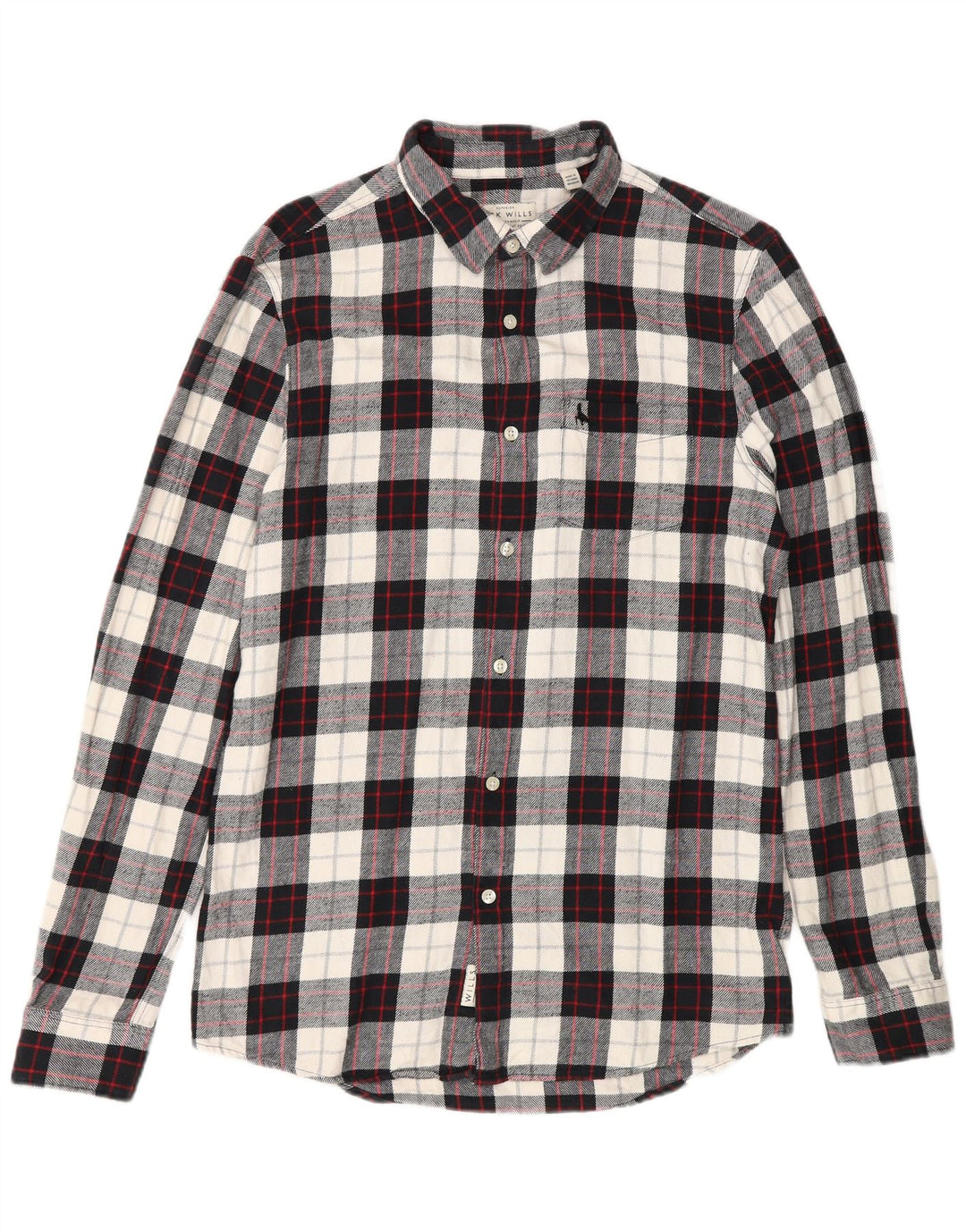 Koszula flanelowa męska Jack Wills o klasycznym kroju, mała, czarna, bawełniana w kratkę