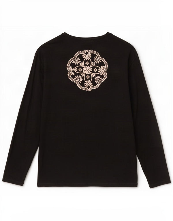 Desigual damski top graficzny z długim rękawem, UK 18 XL, czarny w kwiaty
