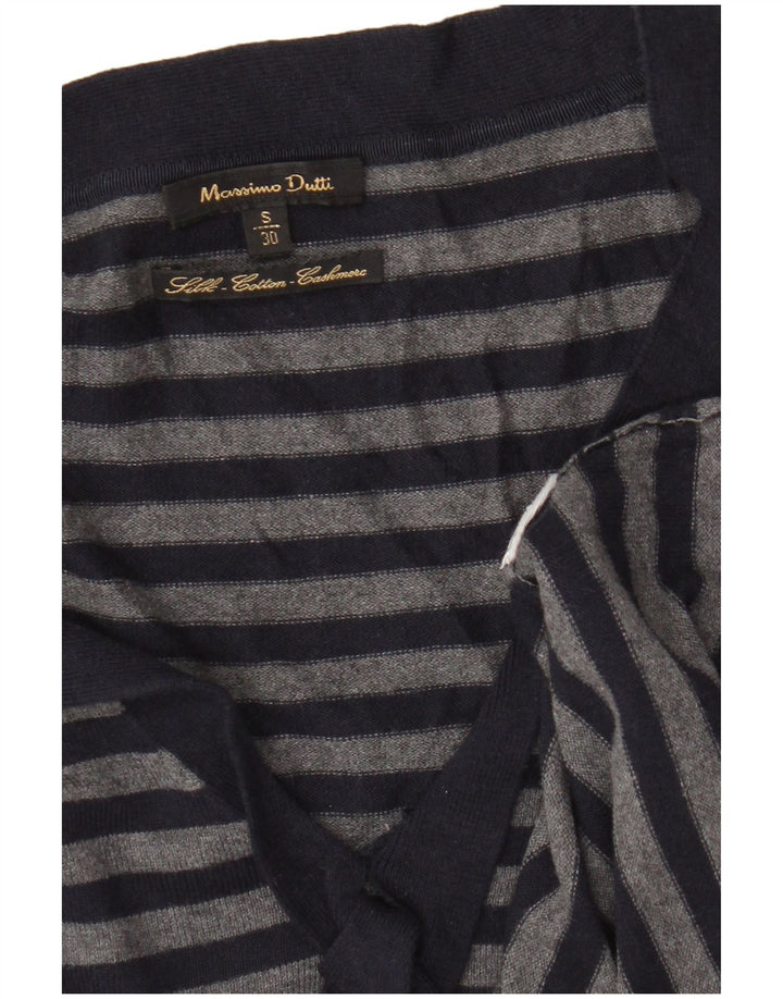 Sweter damski Massimo Dutti z dekoltem w kształcie litery V, UK 8, w małe granatowe paski