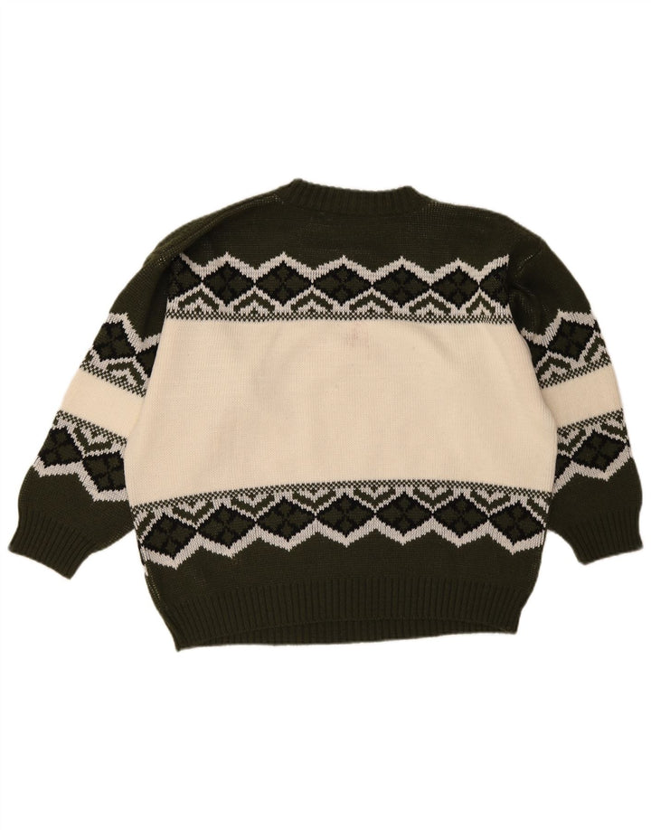 Vintage męski sweter z golfem, duży, zielony, geometryczny