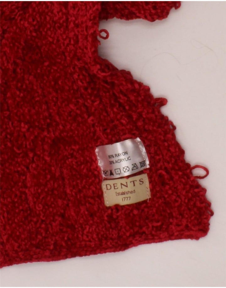 DENTS Womens Knit Rectangle Scarf One Size Red Rayon Vintage Dents and Second-Hand Dents from Messina Hembry 