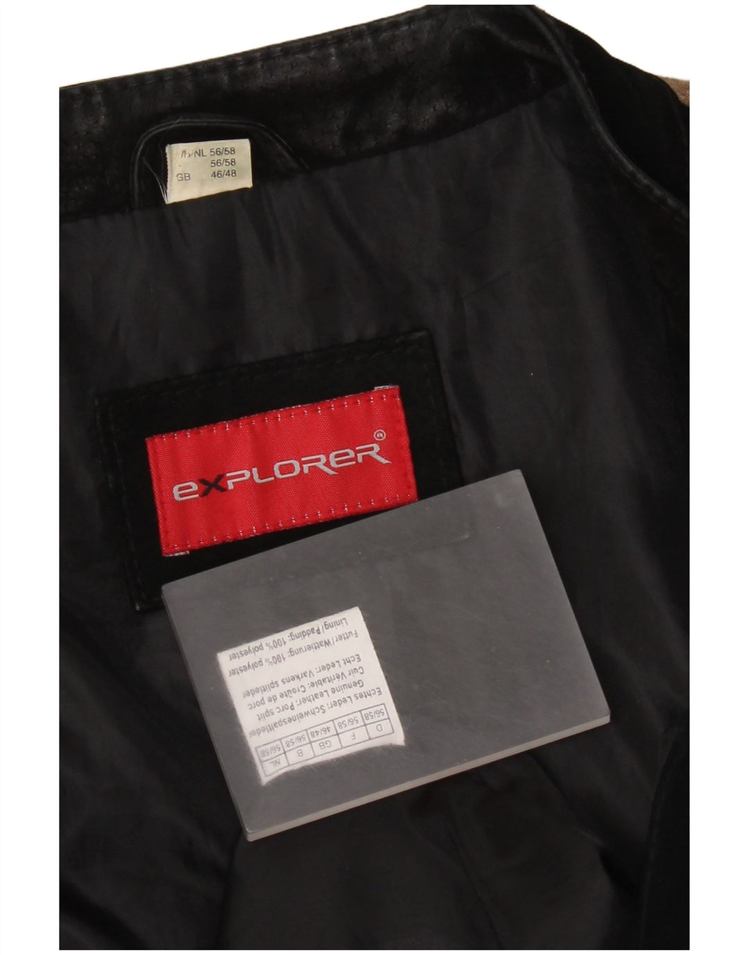 Męska zamszowa kurtka bomber Explorer UK 46/48 2XL Czarna skóra z blokami kolorów