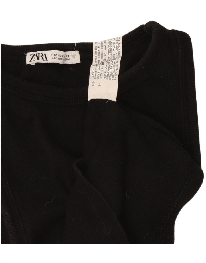 Damski krótki top ZARA UK 12, średni czarny, bawełniany