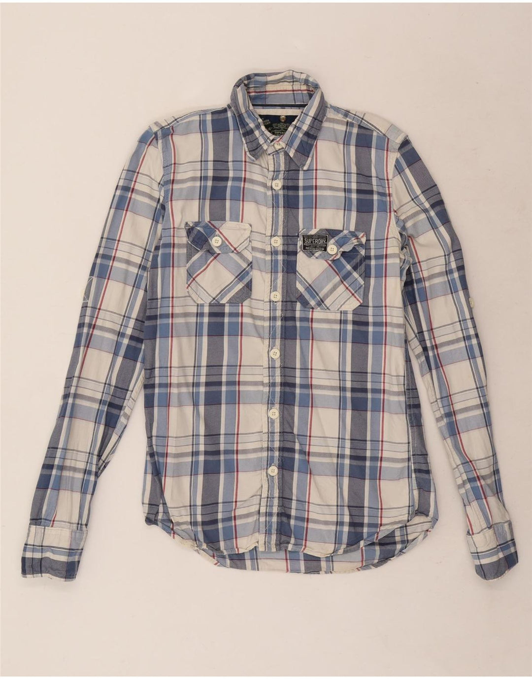 Męska koszula flanelowa Superdry w średnią niebieską kratkę