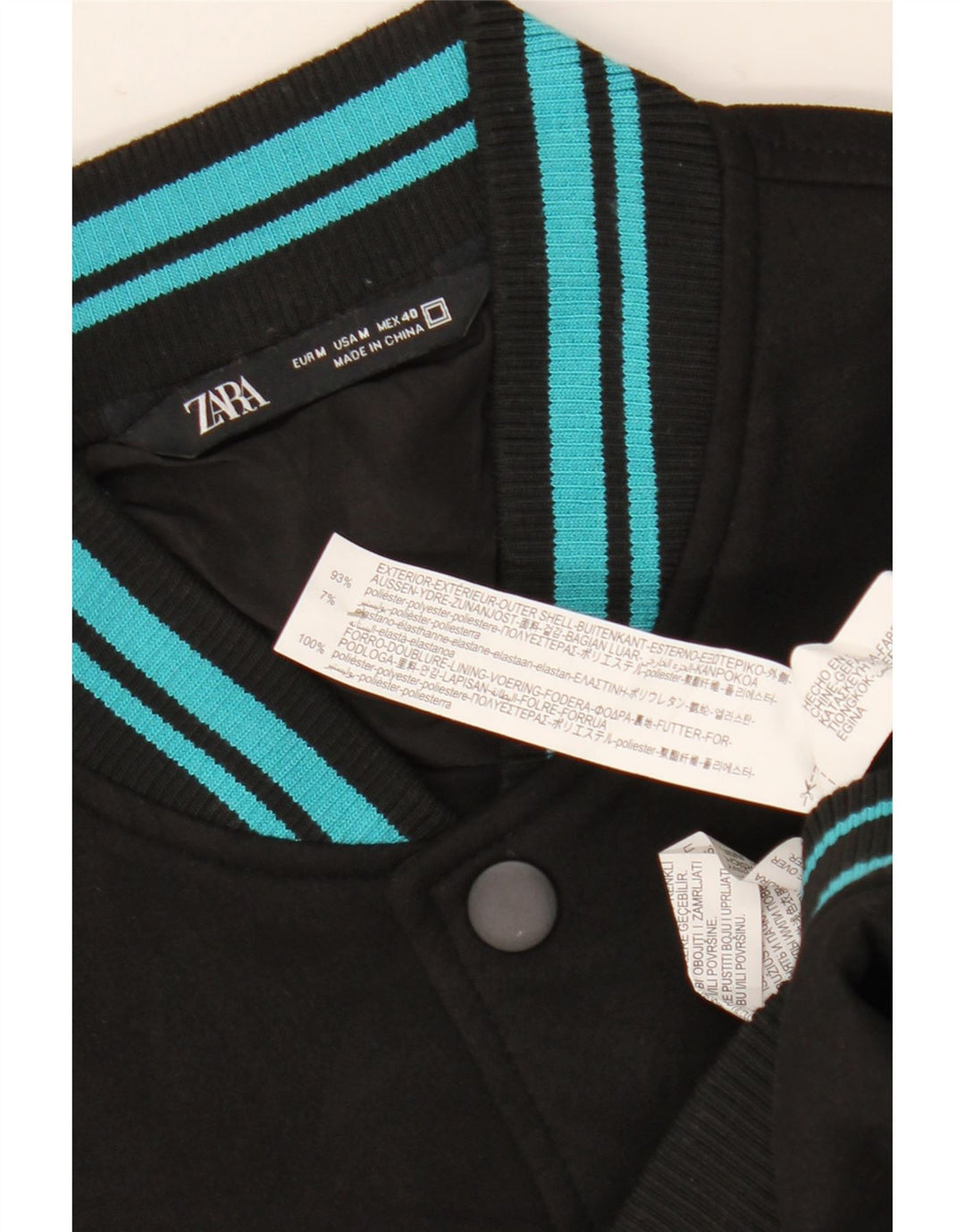 Męska kurtka Zara Graphic Varsity UK 38, średni czarny poliester