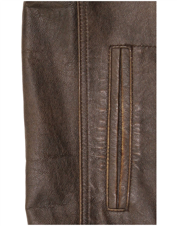 Męska kurtka skórzana Route 66 UK 40, duża brązowa skóra