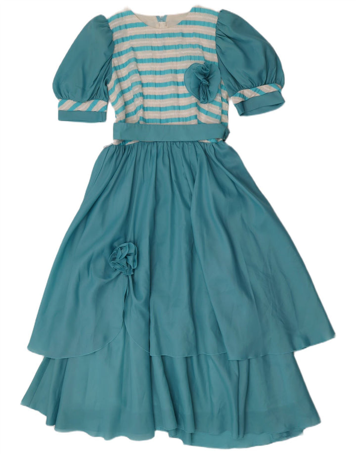 Damska sukienka maxi w stylu vintage IT 36 XS z poliestru w niebieskie paski