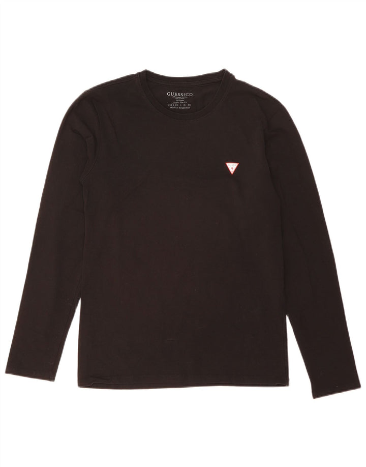 Męski top Guess Super Slim Fit z długim rękawem, mały, czarny, bawełniany