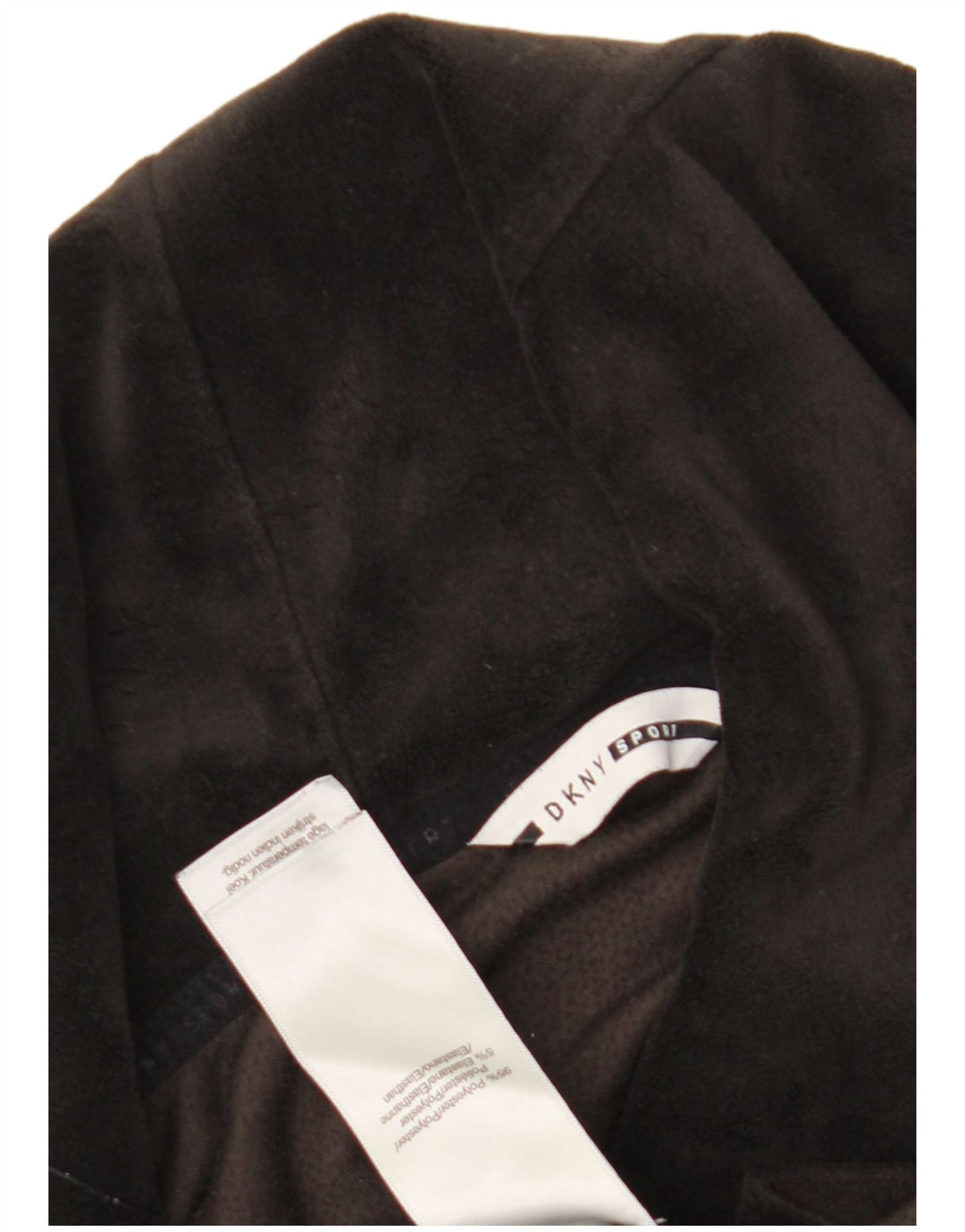 Dkny damski oversize'owy top welurowy z kapturem i długim rękawem UK 12, średni czarny