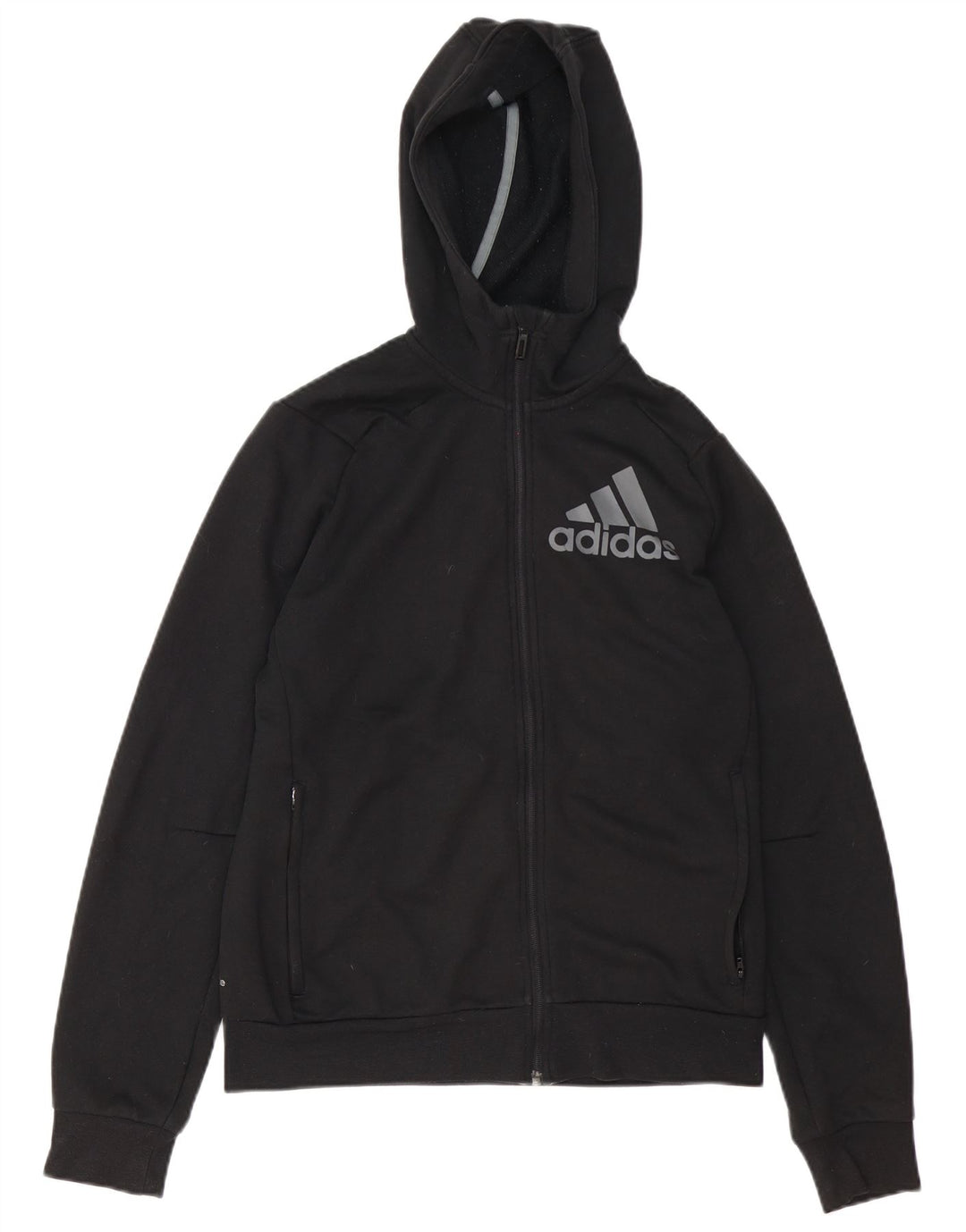 Męski sweter Adidas z grafiką i zamkiem błyskawicznym, mały, czarny poliester
