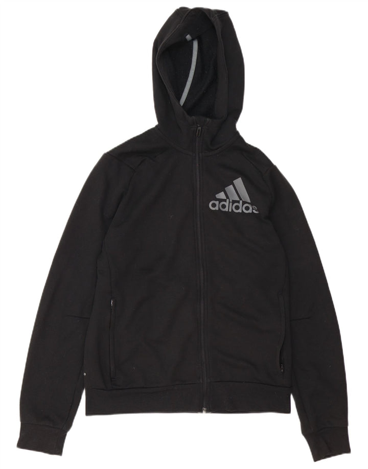 Męski sweter Adidas z grafiką i zamkiem błyskawicznym, mały, czarny poliester