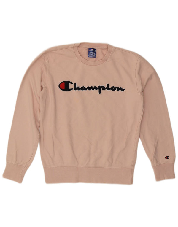 Champion Womens Graphic Sweatshirt Jumper UK 10 Small Pink Cotton