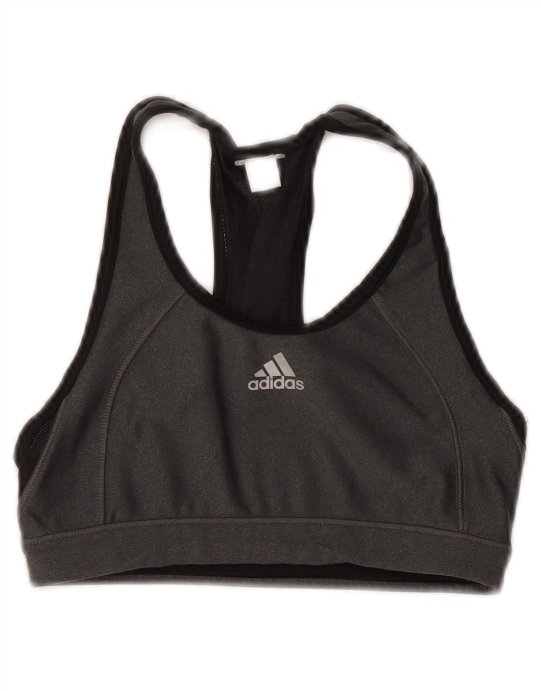Damska koszulka sportowa Adidas z graficznym biustonoszem, mała, szara