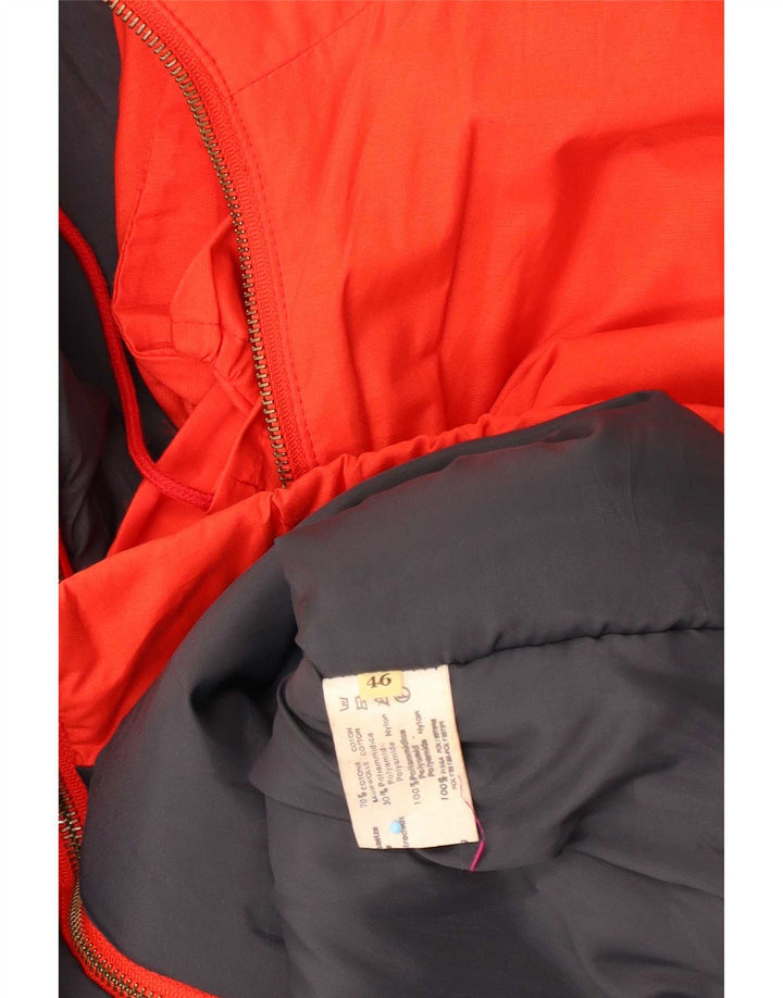 Vintage damska kurtka wiatrówka z kapturem, oversize, EU 46 XL, czerwona bawełna