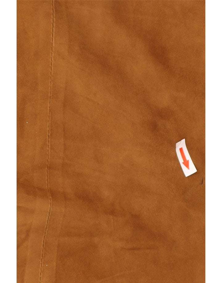 Vintage damski oversize'owy zamszowy płaszcz IT 50 XL, brązowa skóra