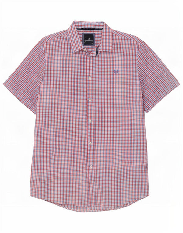 Crew Clothing Męska koszula z krótkim rękawem 2XL, bawełniana w czerwoną kratę
