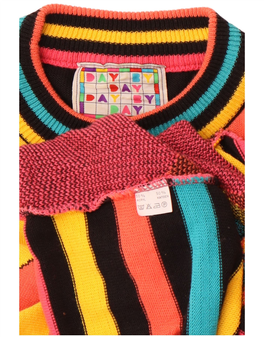 Sweter damski VINTAGE z okrągłym dekoltem UK 16, duży, wielokolorowy