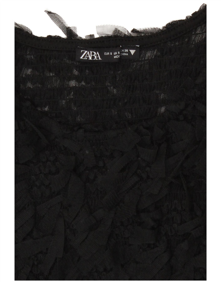 Bluzka damska Zara Crop Prześwitująca bluzka UK 8 Small Black