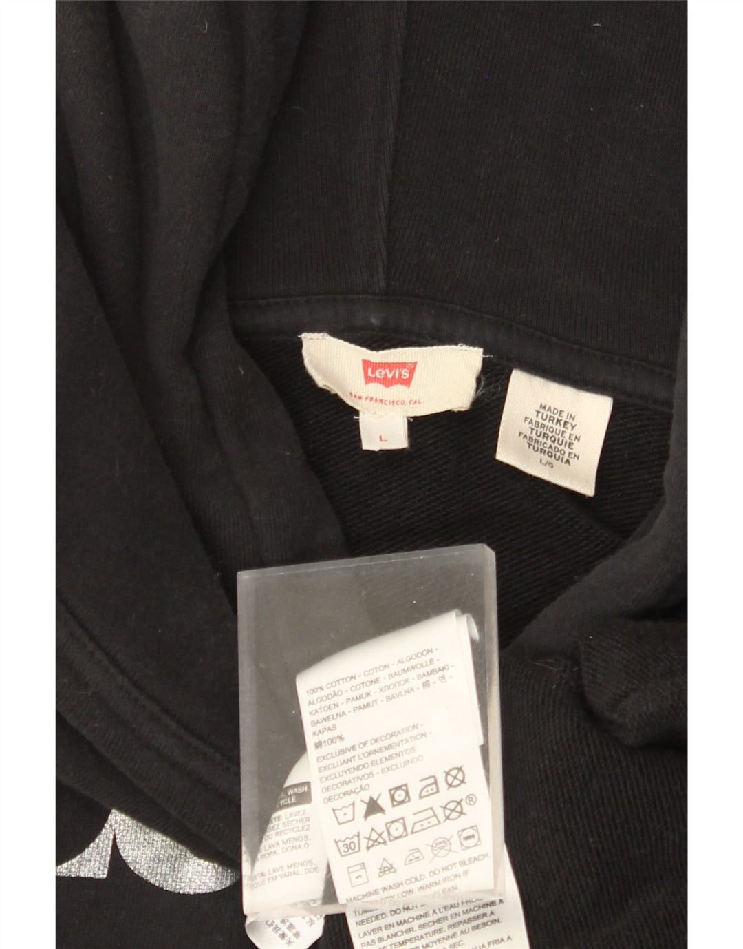 Damski sweter LEVI'S z grafiką, oversize, UK 16, duży, czarny, bawełniany