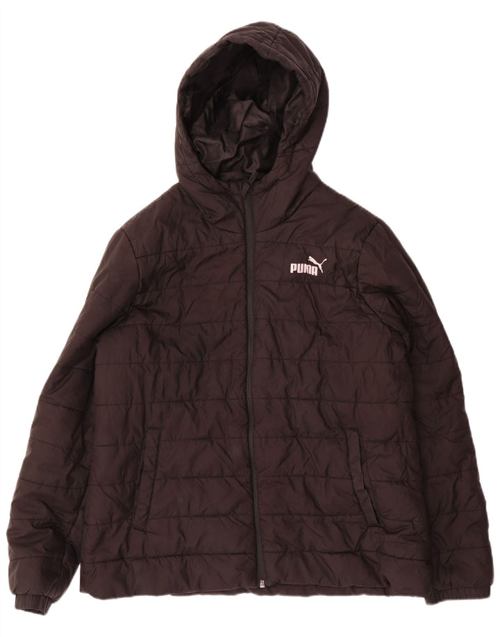 Damska wyściełana kurtka z kapturem Puma UK 16, duża, czarna, poliester