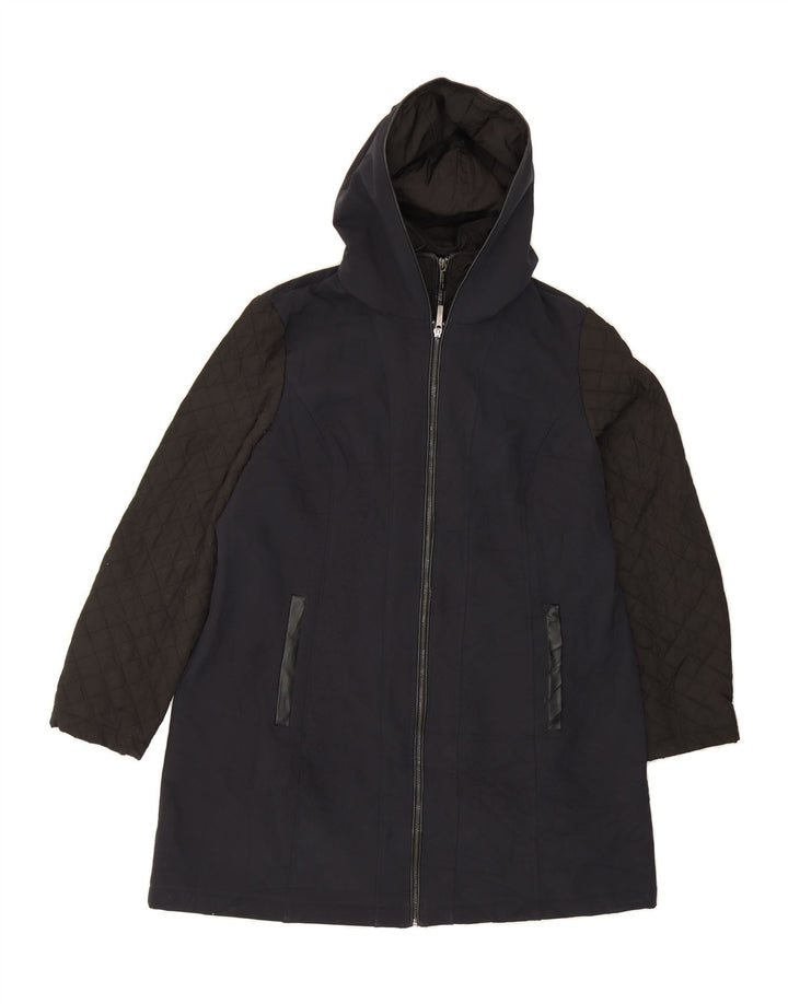 MICHAEL KORS Womens Hooded Overcoat UK 18 XL Navy Blue Polyester Vintage Michael Kors and Second-Hand Michael Kors from Messina Hembry 