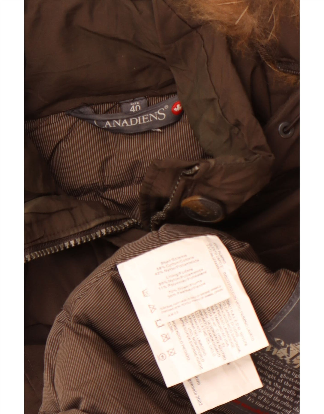 CANADIENS Damska ocieplana kurtka z kapturem EU 40 Średniobrązowa bawełna