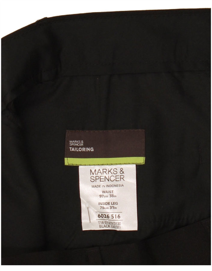 Marks & Spencer Męskie proste spodnie chino W38 L31 Czarny poliester