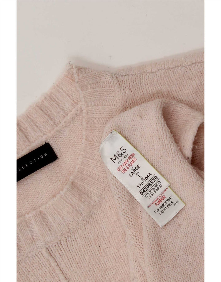 Marks & Spencer Damski sweter oversize z okrągłym dekoltem, UK 16, duży różowy