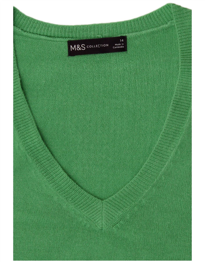 Marks & Spencer Damski sweter z dekoltem w kształcie litery V, UK 14, duży zielony