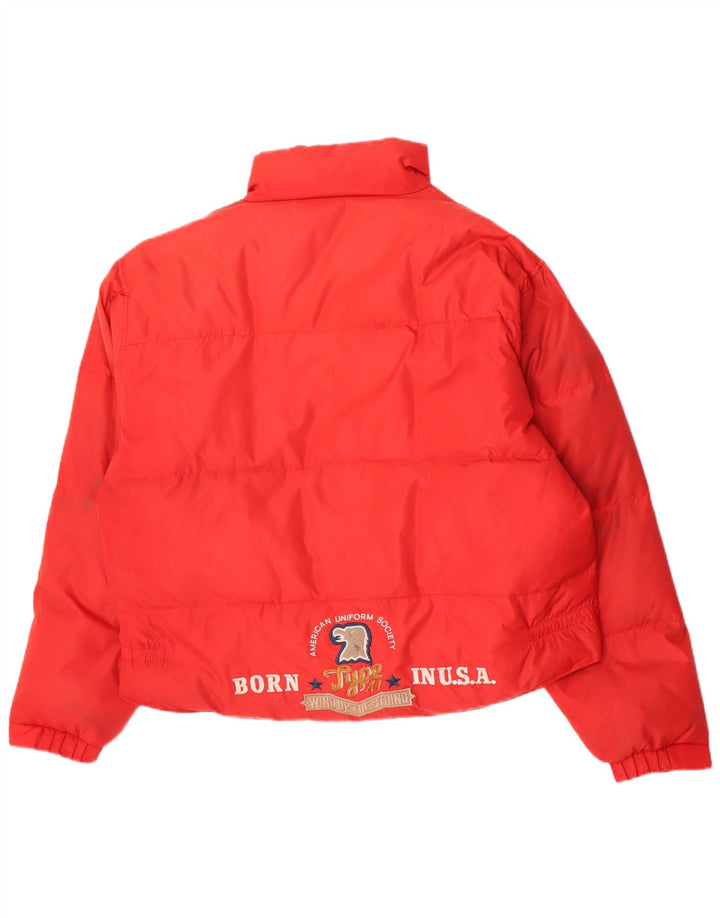 Męska jednolita, wyściełana kurtka z grafiką USA, UK 42 XL, czerwona